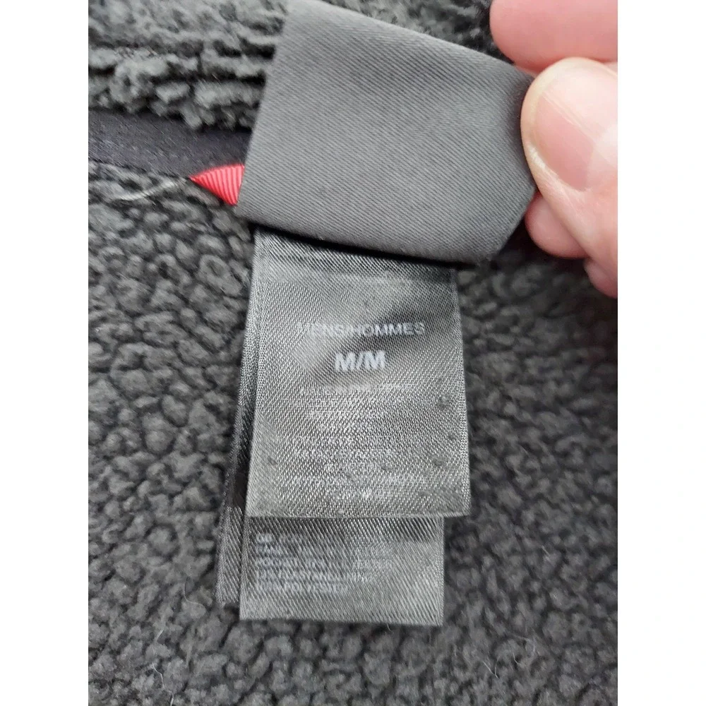 The North Face Jacket Mens Medium Dark Gray Fleece Full Zip Hooded Chest‎ Pocket